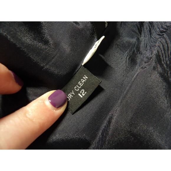 Harve Benard Blazer Womens 12 Wool Vtg Single Button Dark Navy Pinpoint Lined - Picture 8 of 14